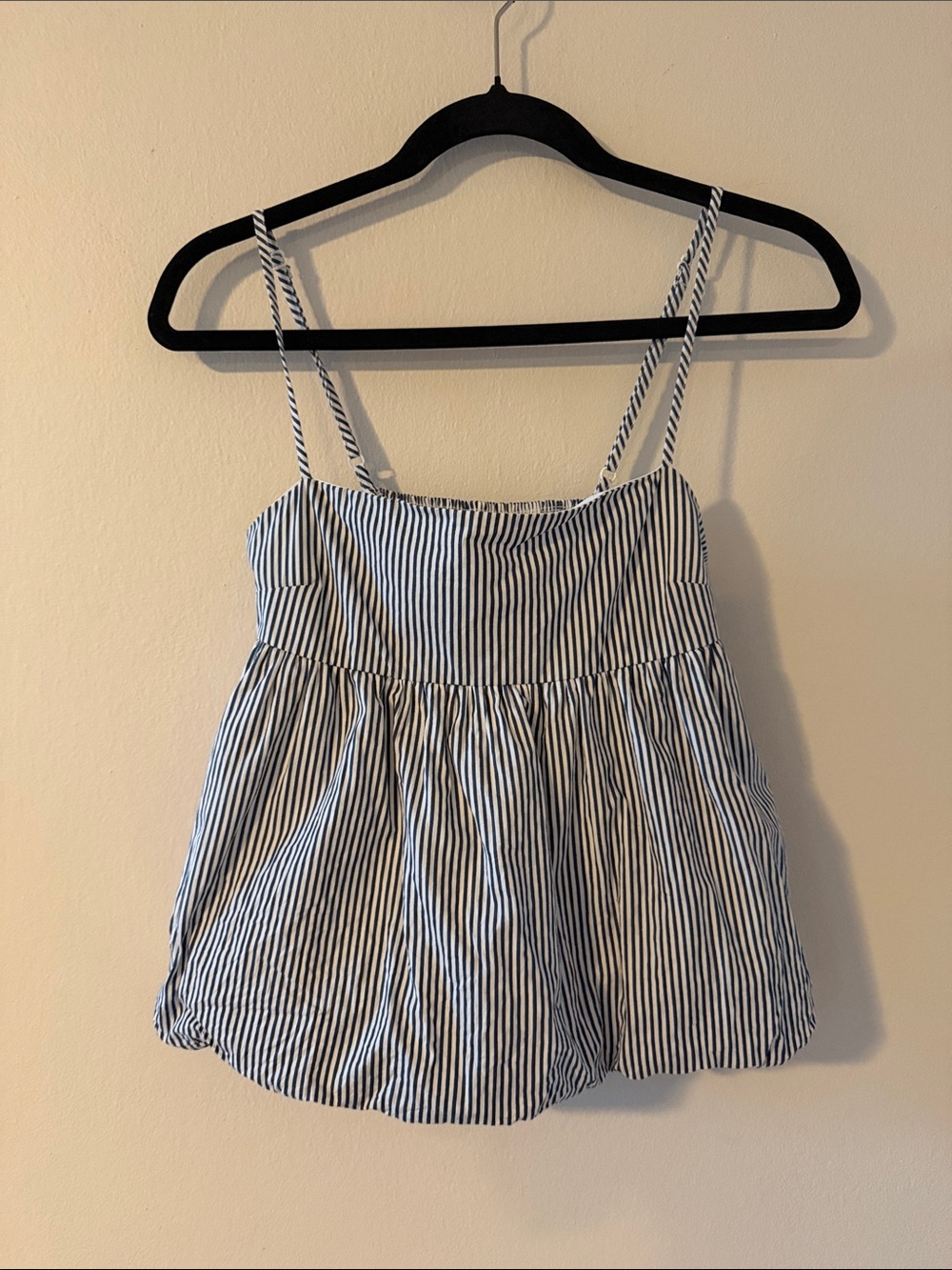 Bubble Blue and White Striped Spaghetti Strap Tank